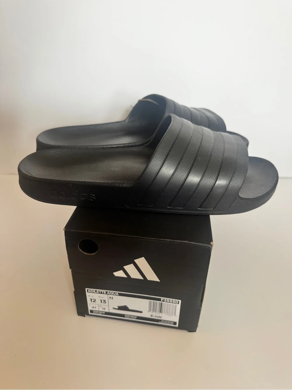 NEW adidas Black Adilette Aqua Slide Sandals